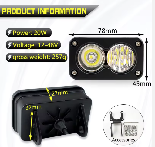 20W White/Yellow Motorcycle LED Row Light Kit Motorcycle Headlight For SURRON Light Bee S X